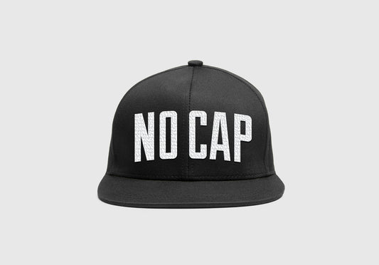 No Cap Large Print Black Hat Caps